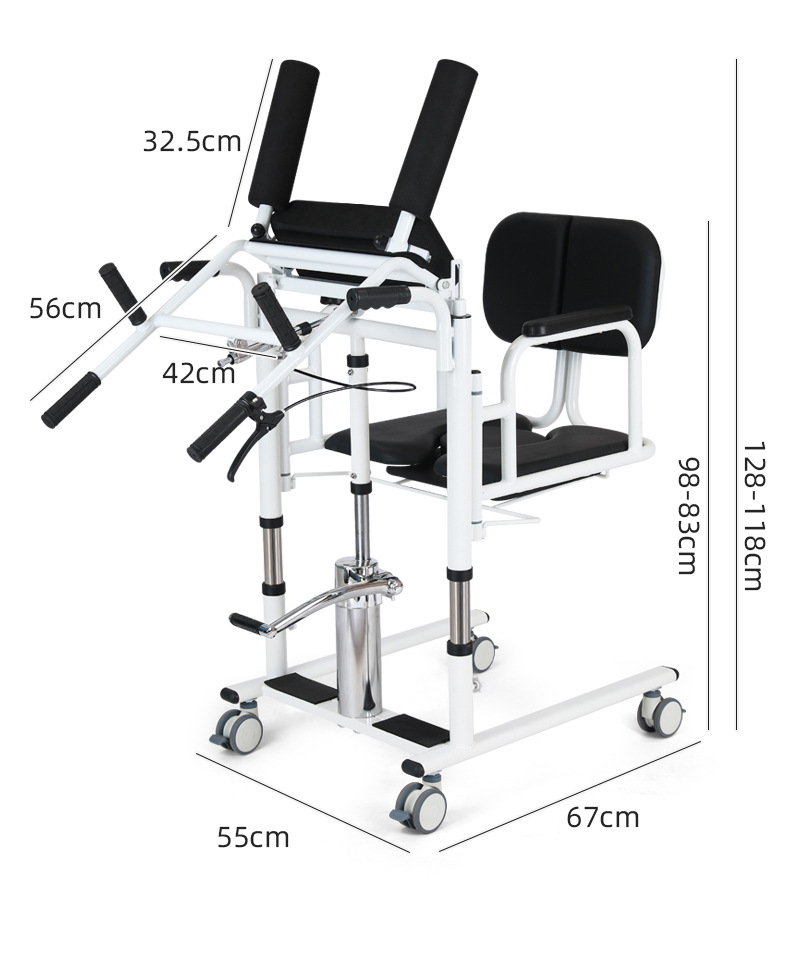 Transfer chair dimensions diagram